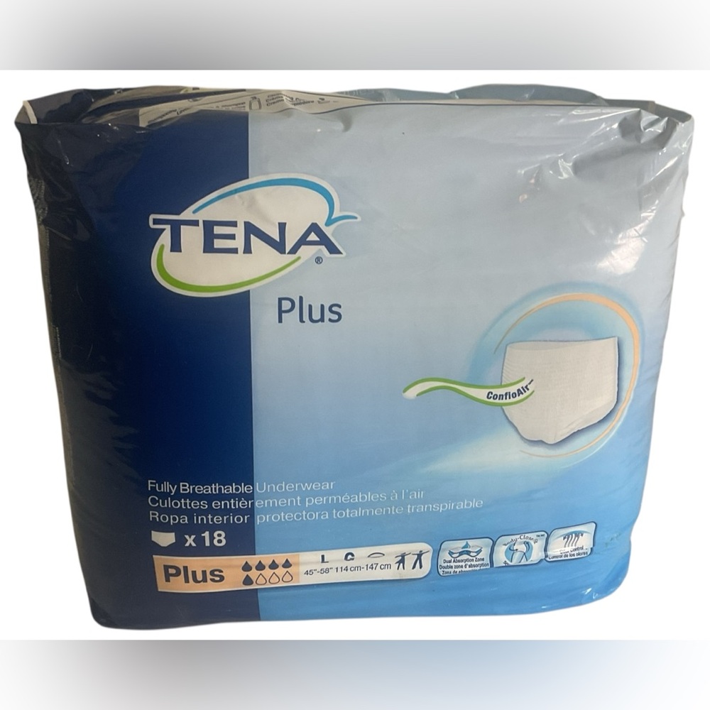Tena Plus Incontinence Underwear Fully Breathable Underwear 2 Packs 36cnt 45-58”